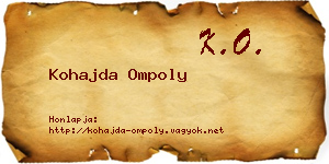 Kohajda Ompoly névjegykártya